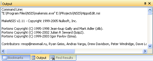 Tools Output Window screenshot. Click to see next